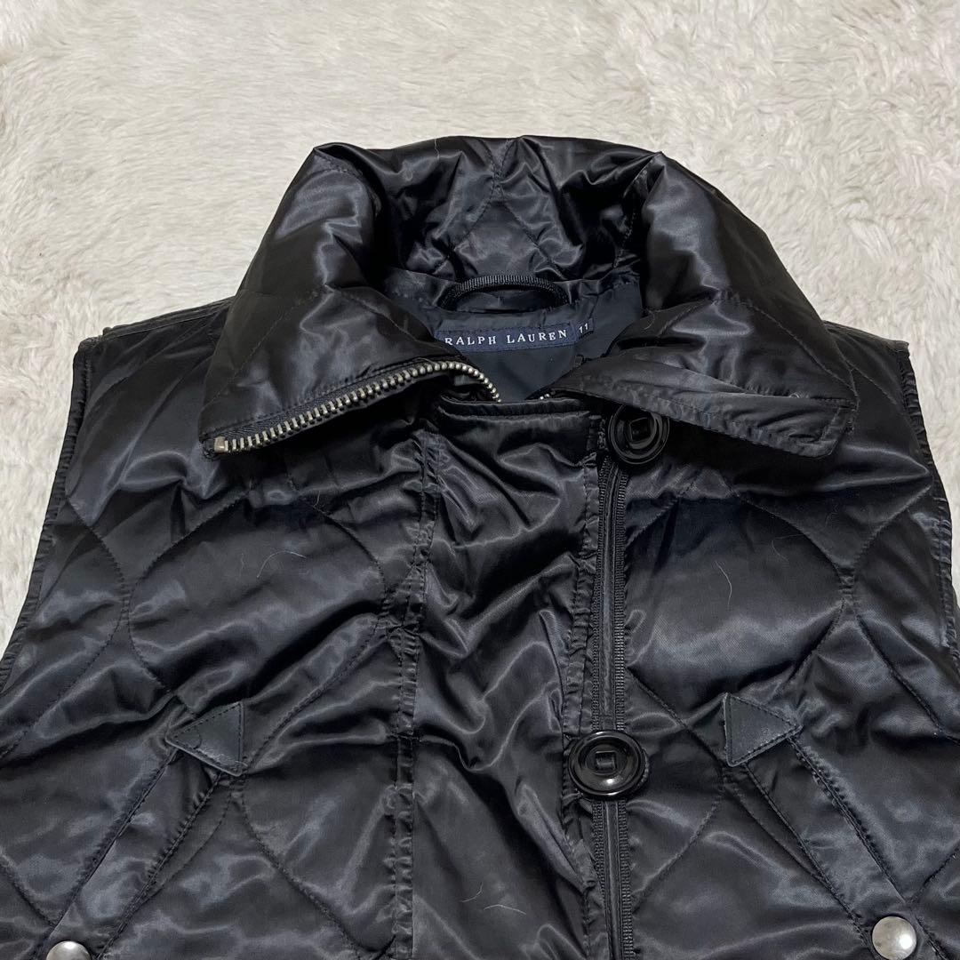 美品　ラルフローレン　キルティング　ダウン　ベスト　黒　ファー　11 L