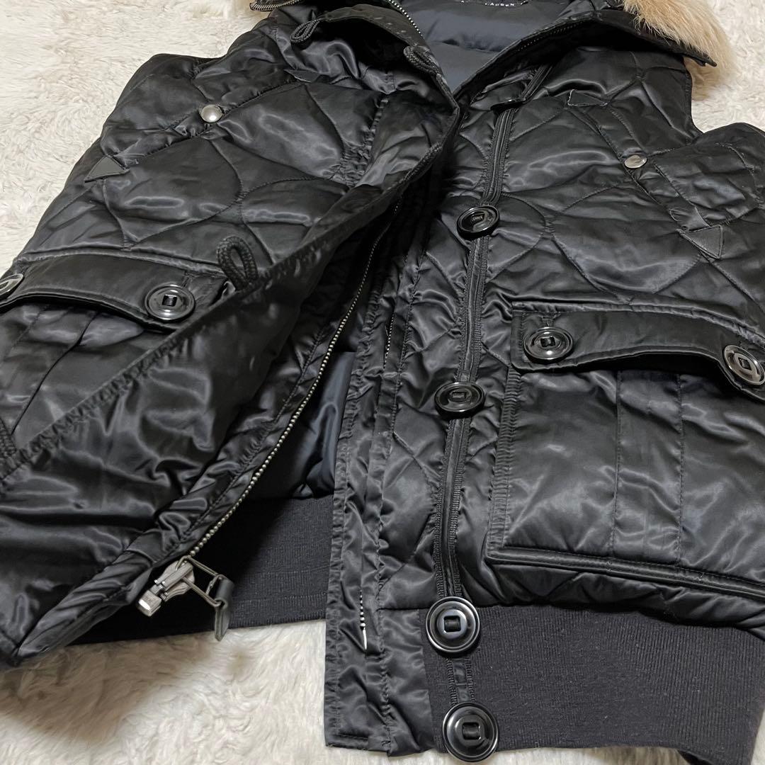 美品　ラルフローレン　キルティング　ダウン　ベスト　黒　ファー　11 L