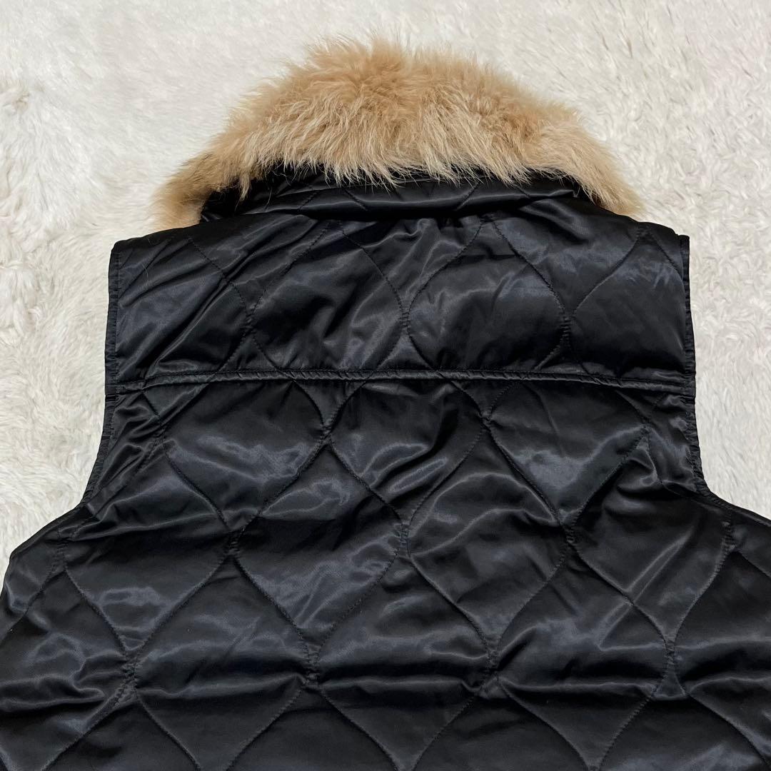 美品　ラルフローレン　キルティング　ダウン　ベスト　黒　ファー　11 L
