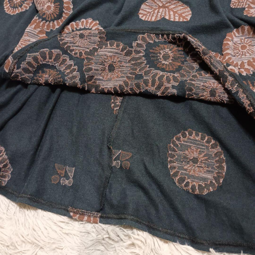 【FUGA FUGA】佐藤繊維 花柄 長袖チュニック (F) 黒 奇抜 日本製