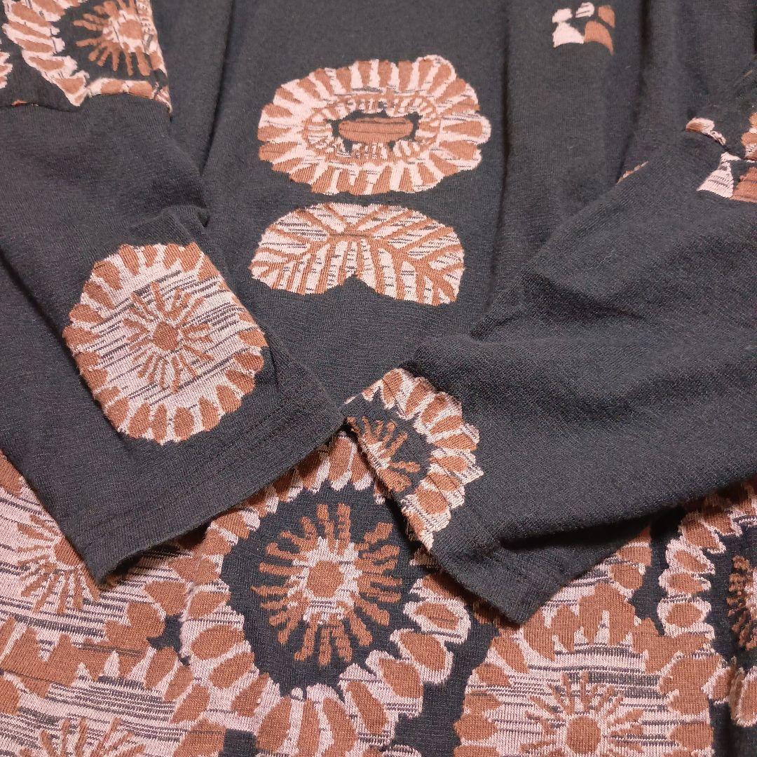 【FUGA FUGA】佐藤繊維 花柄 長袖チュニック (F) 黒 奇抜 日本製