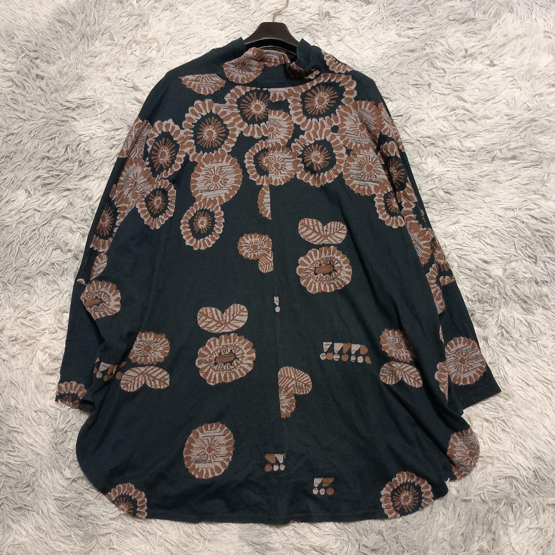【FUGA FUGA】佐藤繊維 花柄 長袖チュニック (F) 黒 奇抜 日本製