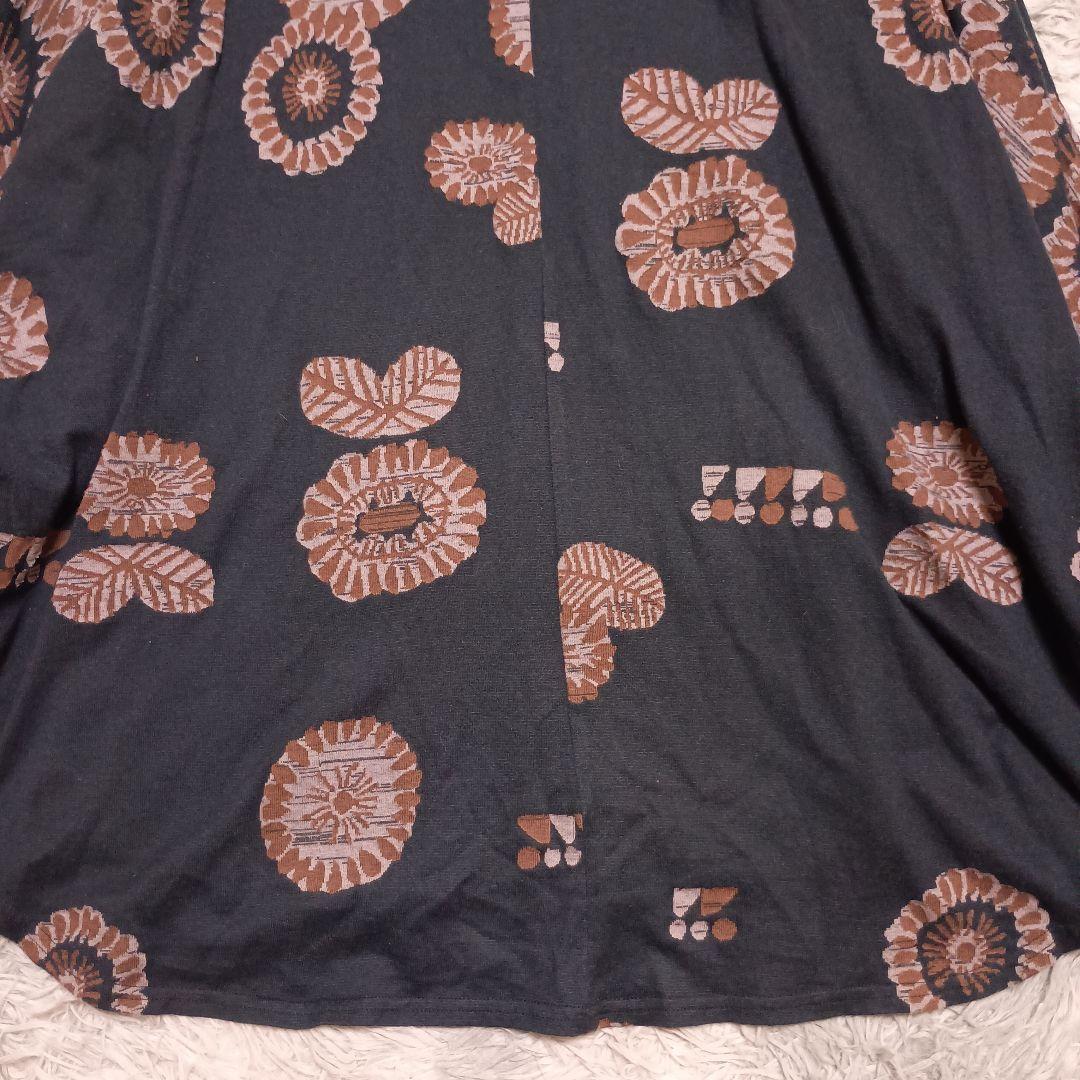 【FUGA FUGA】佐藤繊維 花柄 長袖チュニック (F) 黒 奇抜 日本製