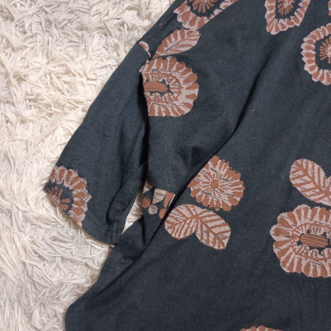 【FUGA FUGA】佐藤繊維 花柄 長袖チュニック (F) 黒 奇抜 日本製