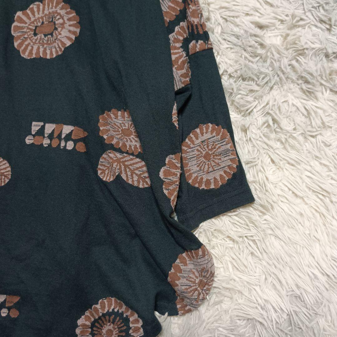 【FUGA FUGA】佐藤繊維 花柄 長袖チュニック (F) 黒 奇抜 日本製