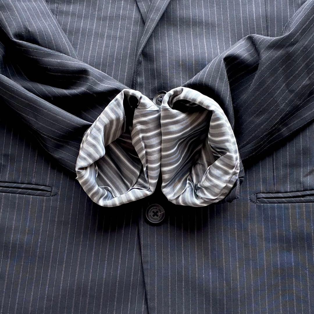 【美品】TENORAS ティノラス ストライプ 3ピース スーツ XL グレー