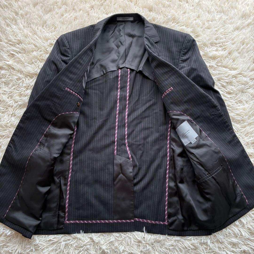 【美品】TENORAS ティノラス ストライプ 3ピース スーツ XL グレー