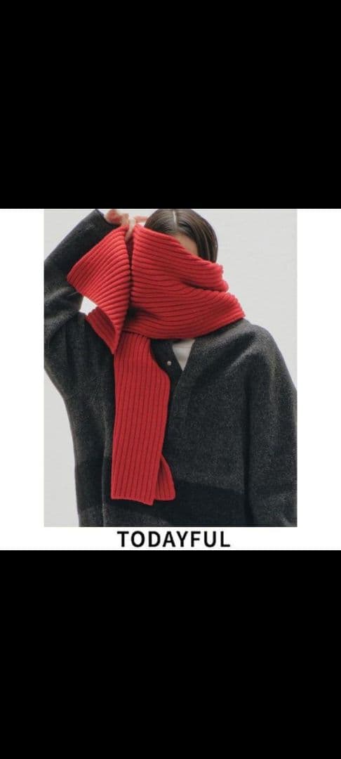 小物 Todayful Rib Knit Muffler red