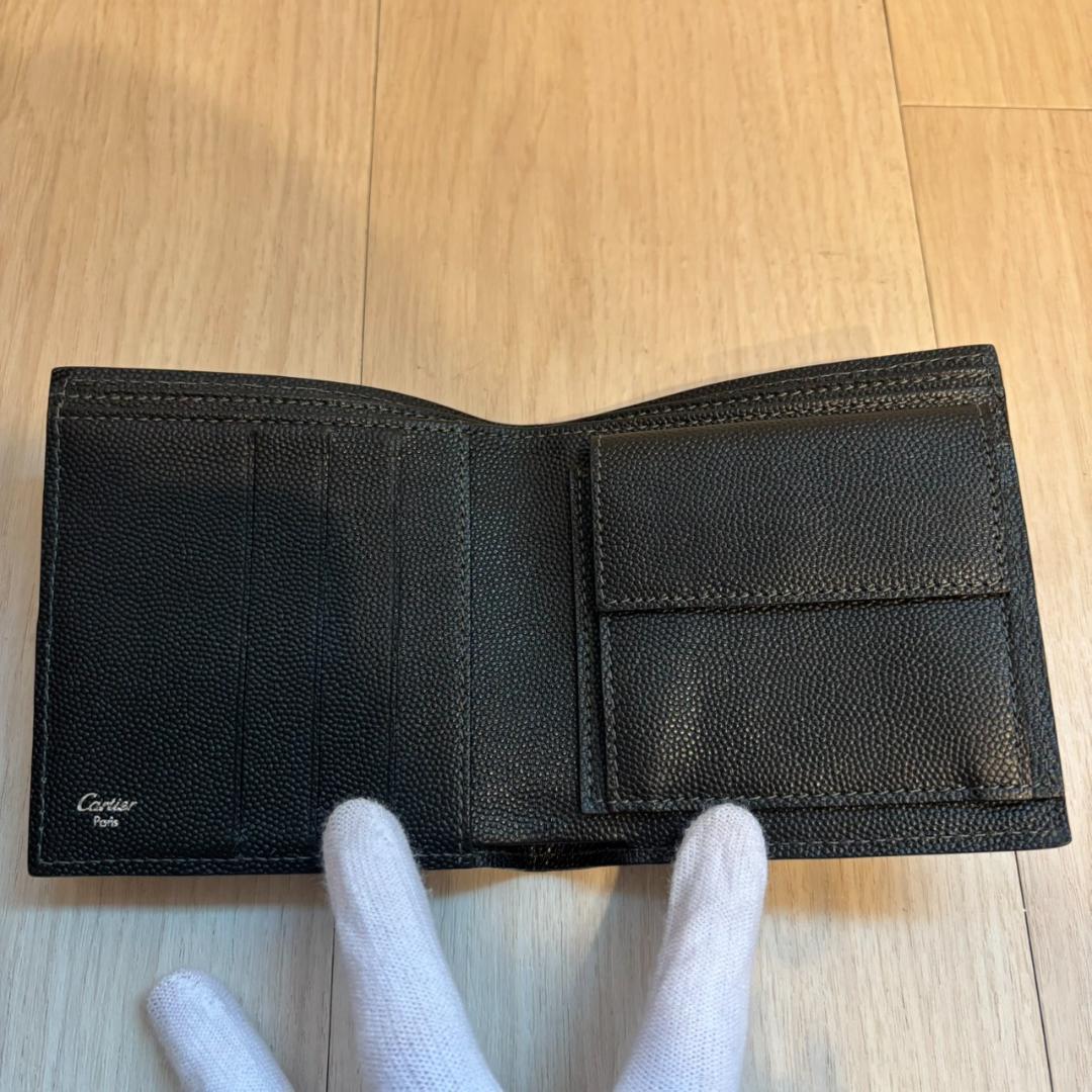 【美品】Cartier カルティエ サントス 二つ折り財布 ロゴプレート