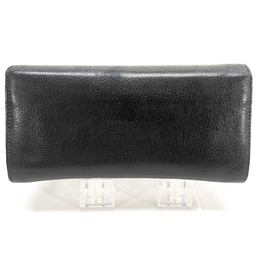 極美品 フェラガモ ガンチーニ 長財布 ブラック シルバー金具 フラップ