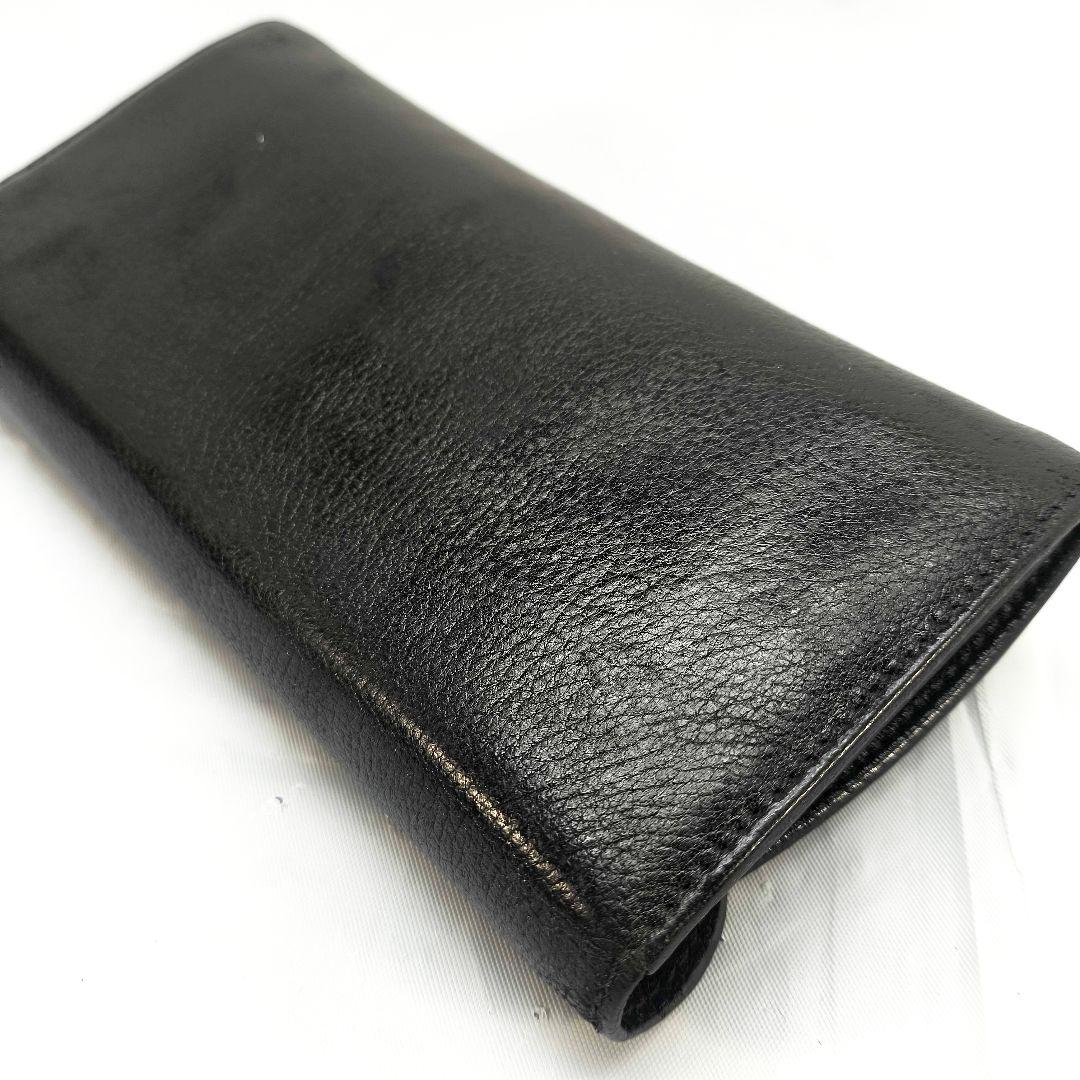 極美品 フェラガモ ガンチーニ 長財布 ブラック シルバー金具 フラップ