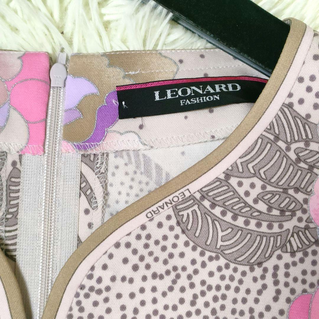 極美品 近年物 レオナール カンカン素材 チュニック 花柄 38 オーバーサイズ