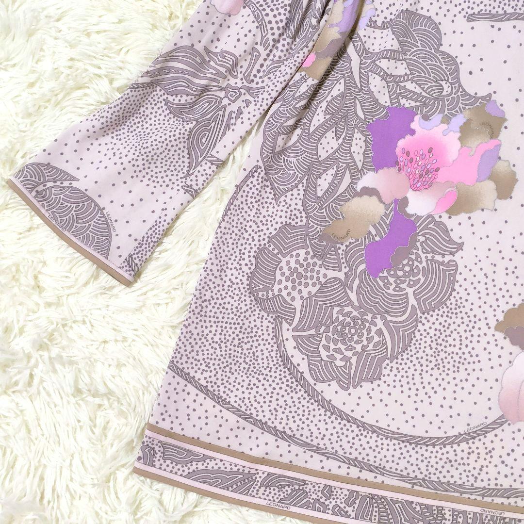 極美品 近年物 レオナール カンカン素材 チュニック 花柄 38 オーバーサイズ