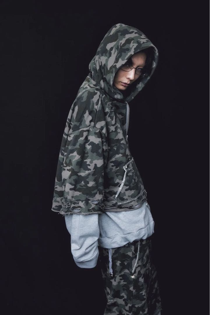 y*t様 neith./ Layered Crush Hoodie (Camo×