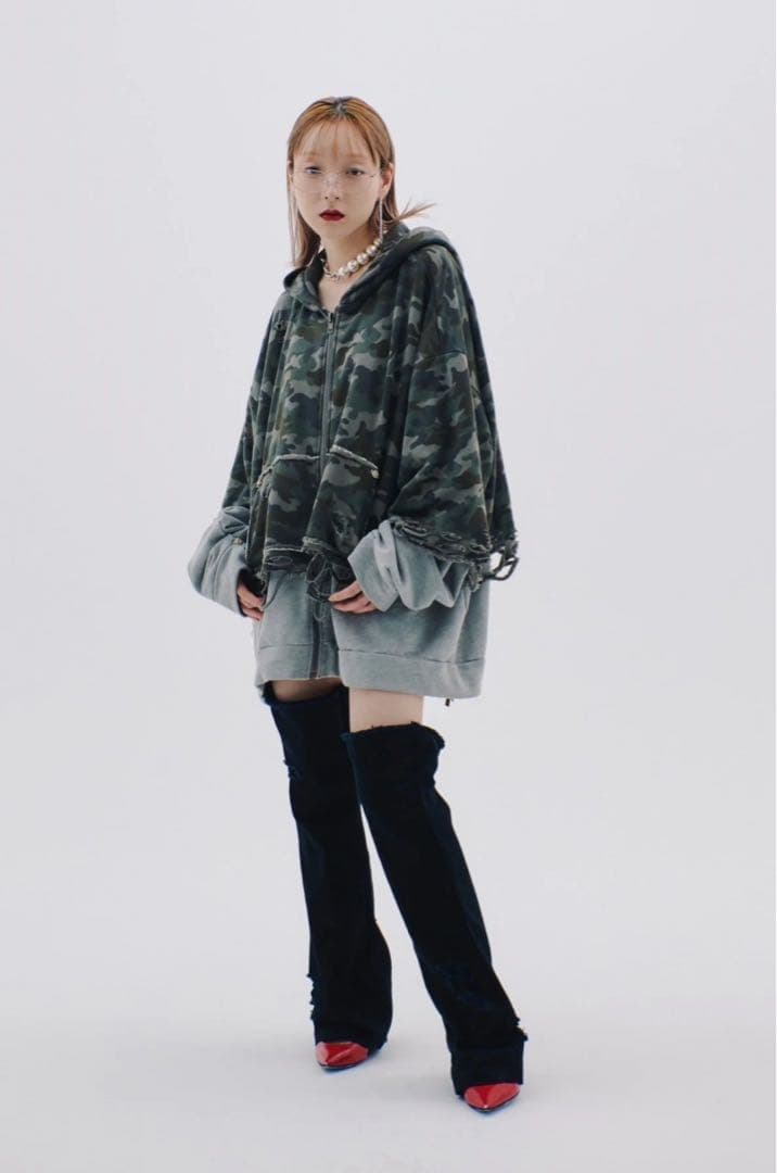 y*t様 neith./ Layered Crush Hoodie (Camo×