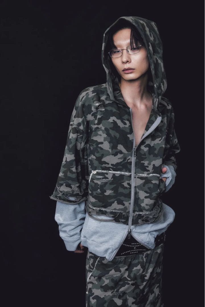 y*t様 neith./ Layered Crush Hoodie (Camo×
