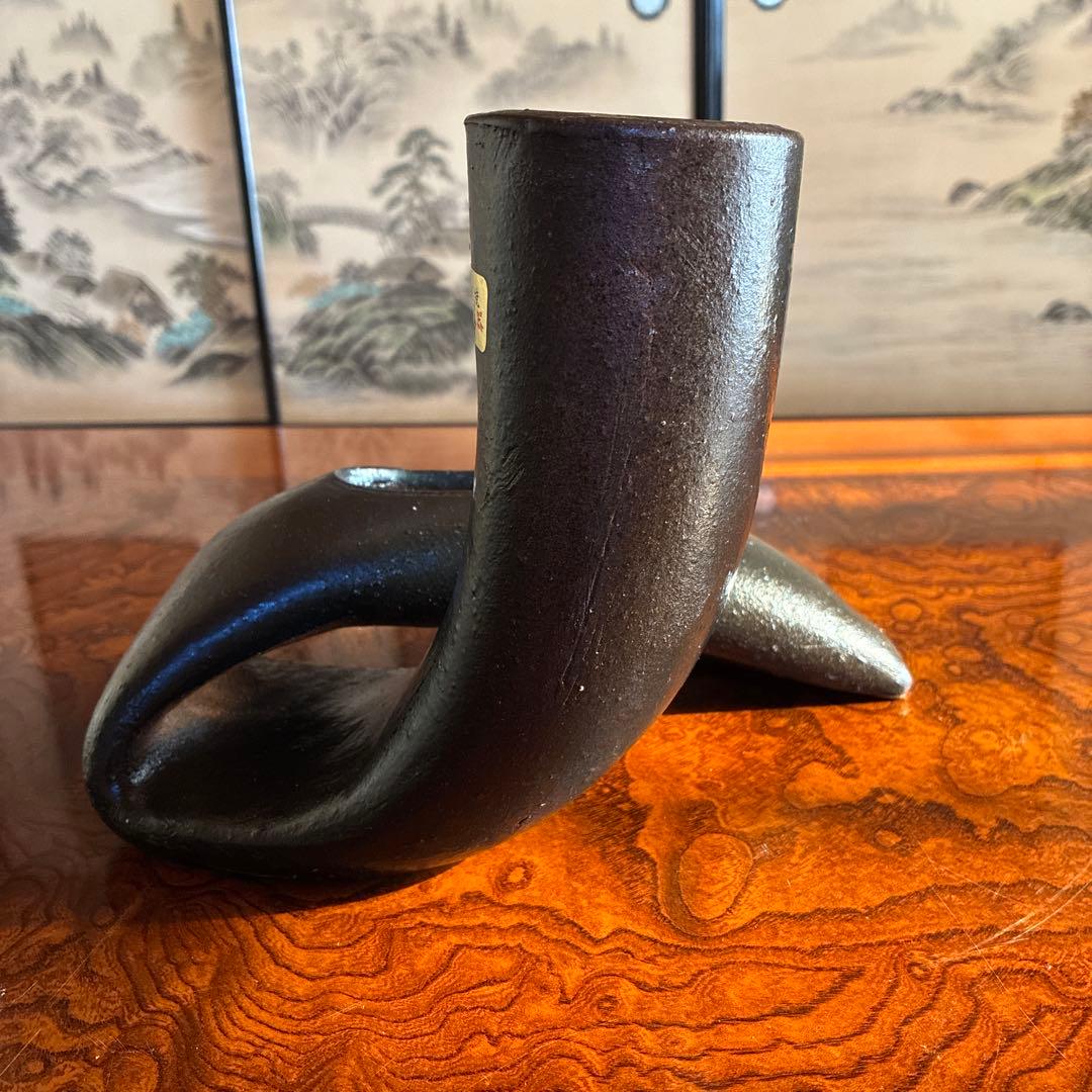 【未使用】いけばな　小原流　池坊　草月流　変形花器　自由花　オブジェ　信楽焼