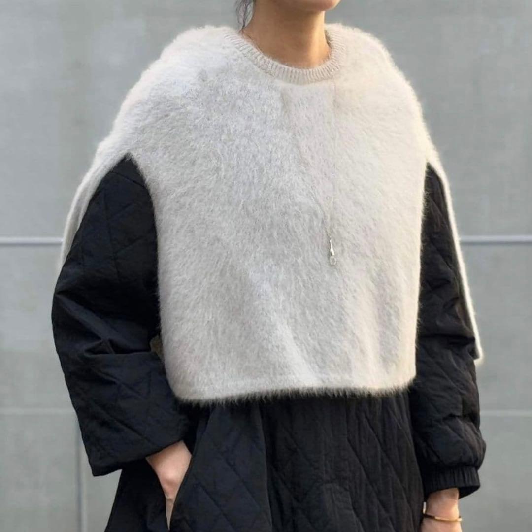 ビアズリー BEARDSLEY ファーニットポンチョ グレー