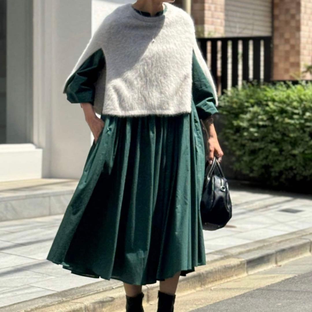 ビアズリー BEARDSLEY ファーニットポンチョ グレー