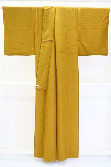 ★専用★美品 色無地 単衣 染抜き一つ紋 芥子色 花 地紋 身丈156cm 正絹