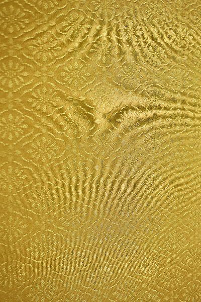 ★専用★美品 色無地 単衣 染抜き一つ紋 芥子色 花 地紋 身丈156cm 正絹