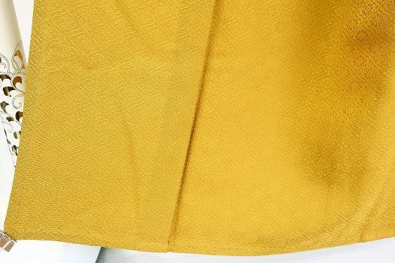 ★専用★美品 色無地 単衣 染抜き一つ紋 芥子色 花 地紋 身丈156cm 正絹