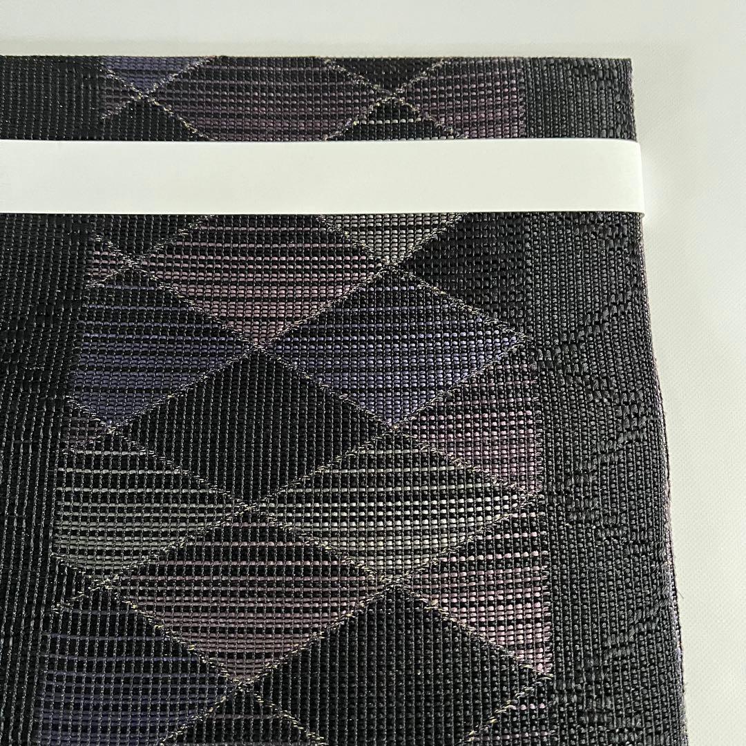 名門 筑前織物 菱黒金文様 紗織 八寸 名古屋帯 正絹 ガード加工済み⭐︎未使用品