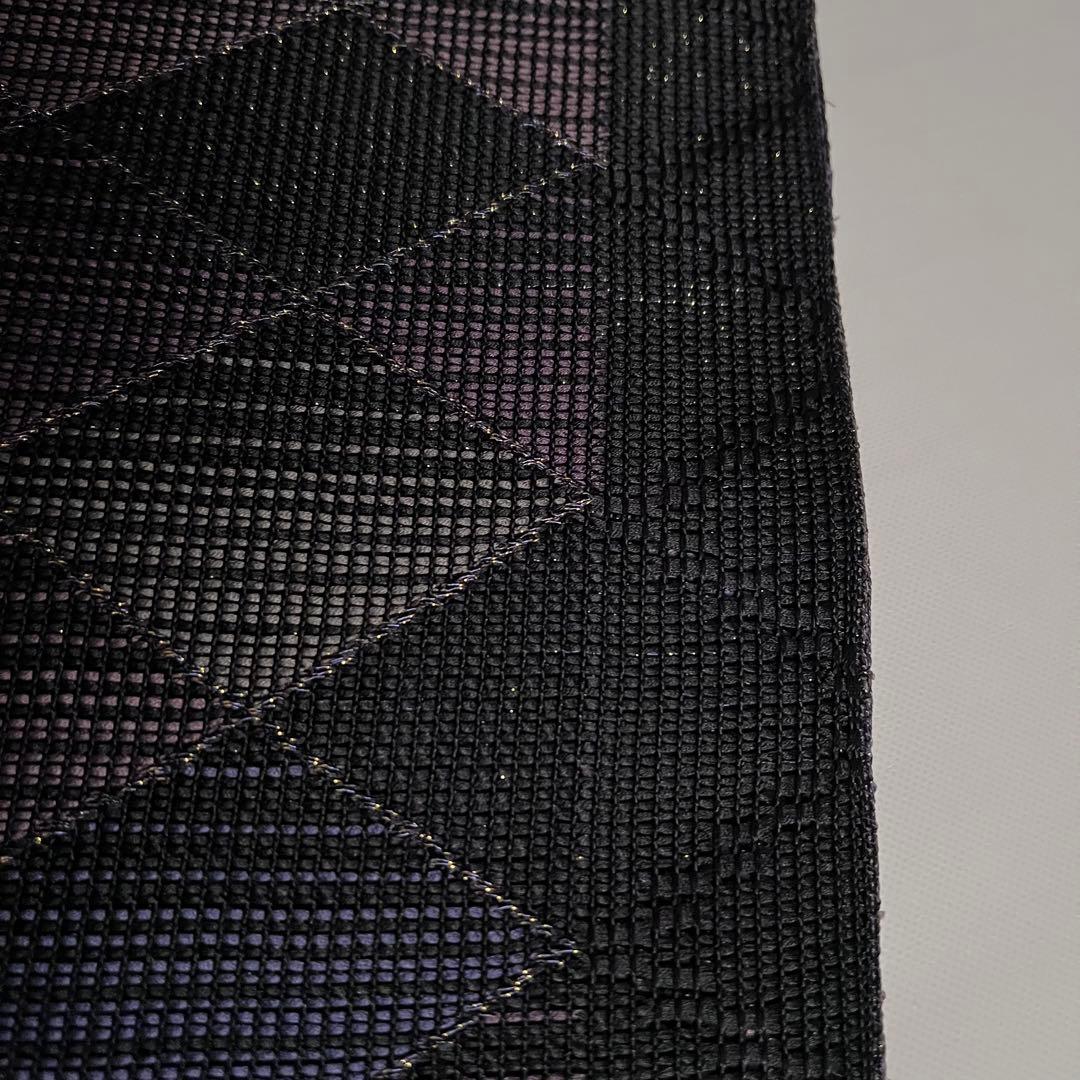 名門 筑前織物 菱黒金文様 紗織 八寸 名古屋帯 正絹 ガード加工済み⭐︎未使用品