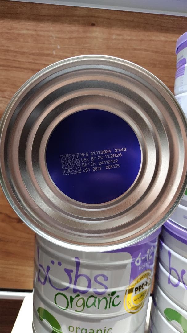 Bubs オーガニック粉ミルク ステップ2 (6～12カ月) 大缶 800g