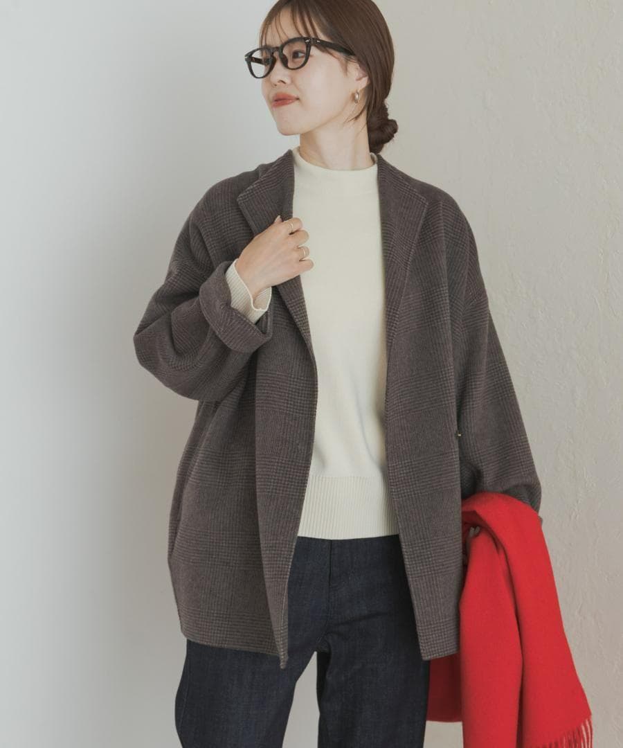 新品◆DOORS◆ウールリバーミドルガウンコート《BROWNCHECK》ドアーズ