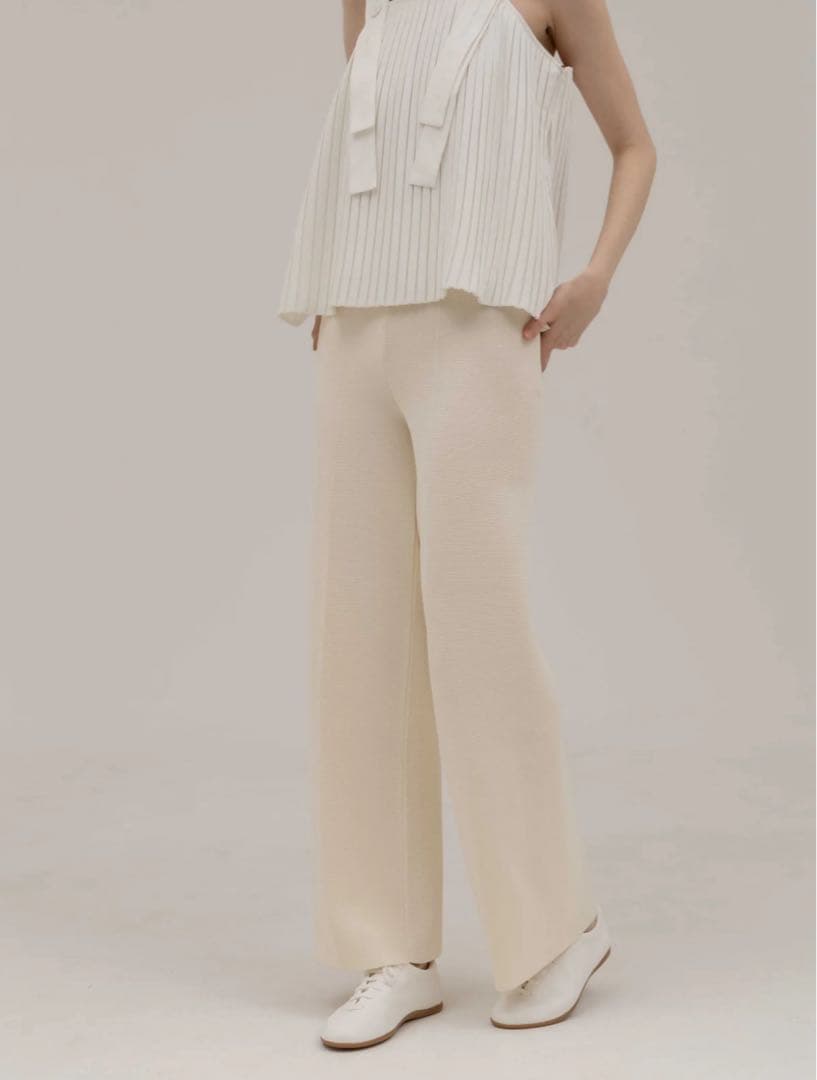 【新品タグ付き】UNOF Knit pants ニットパンツ ホワイト ふじあみ