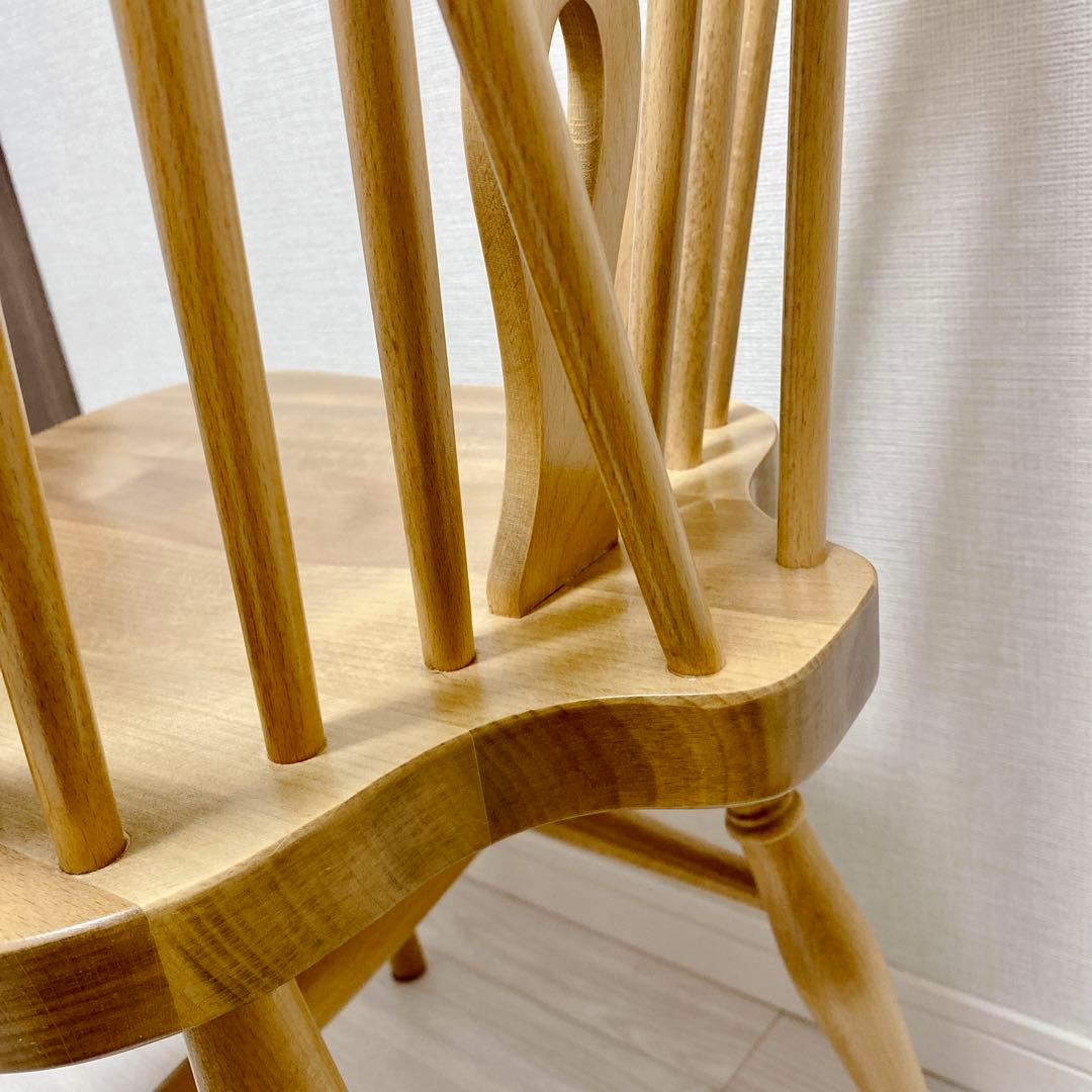 職人仕上げ ウィンザーチェア 座ぐり加工 透かし彫りスプラット ろくろ脚 天然木