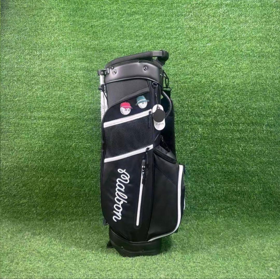 Malbon マルボンゴルフ キャディバッグ 軽量キャンバス ブラックスタンド型