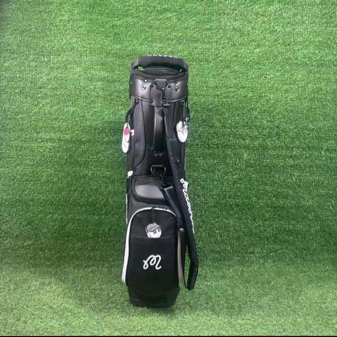 Malbon マルボンゴルフ キャディバッグ 軽量キャンバス ブラックスタンド型
