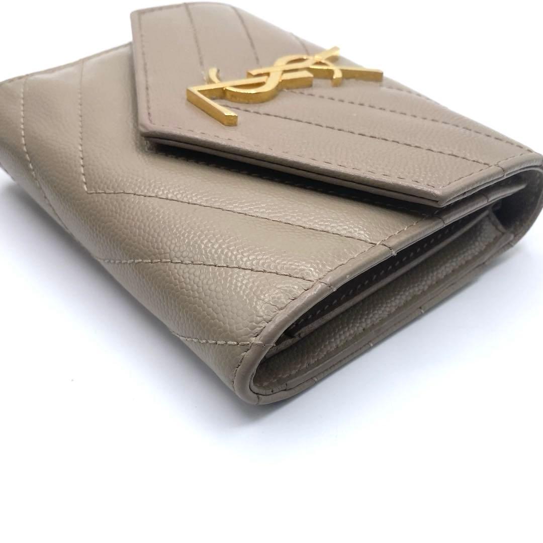 箱付き⭐サンローランパリ 三つ折り財布 キルティング YSL カサンドラ