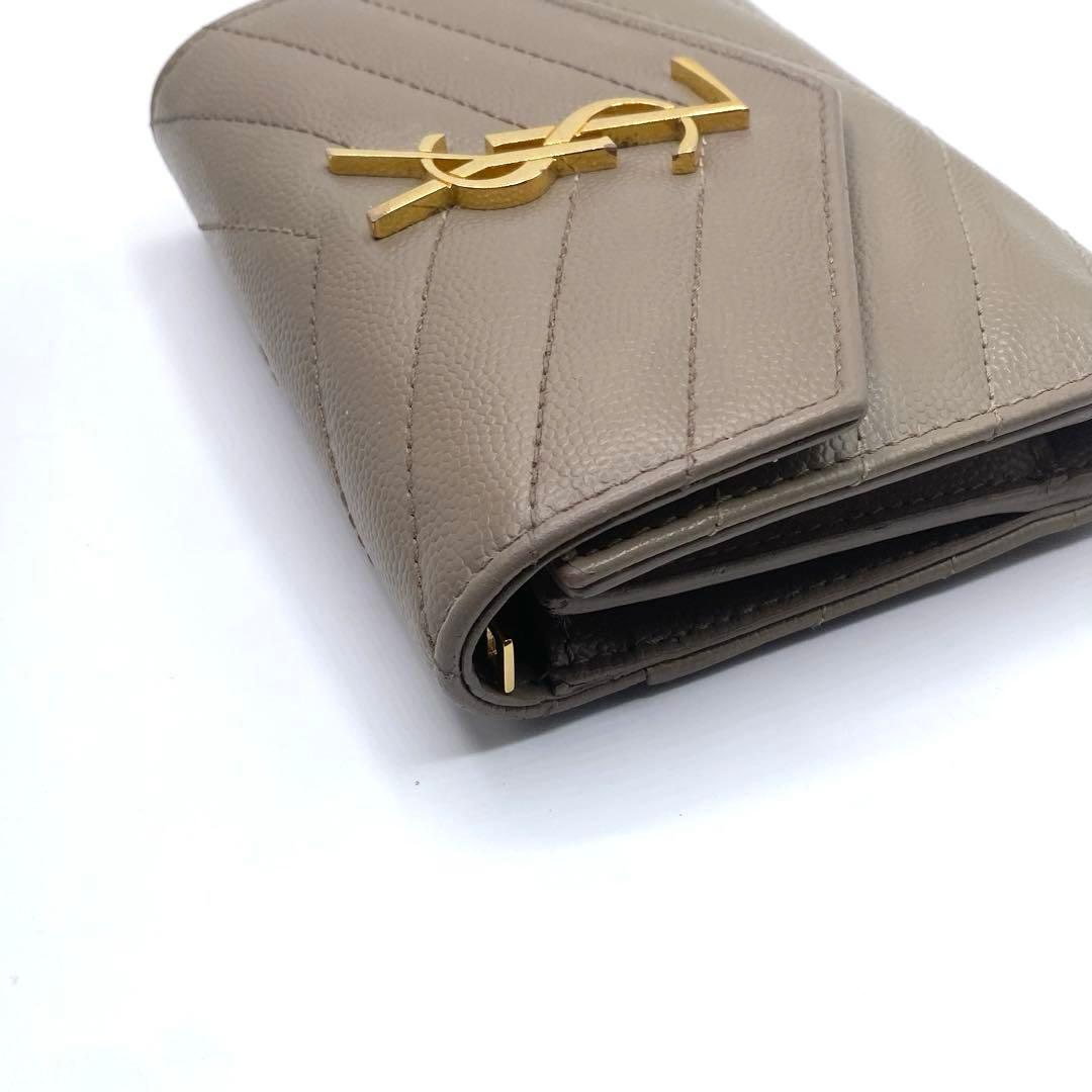 箱付き⭐サンローランパリ 三つ折り財布 キルティング YSL カサンドラ