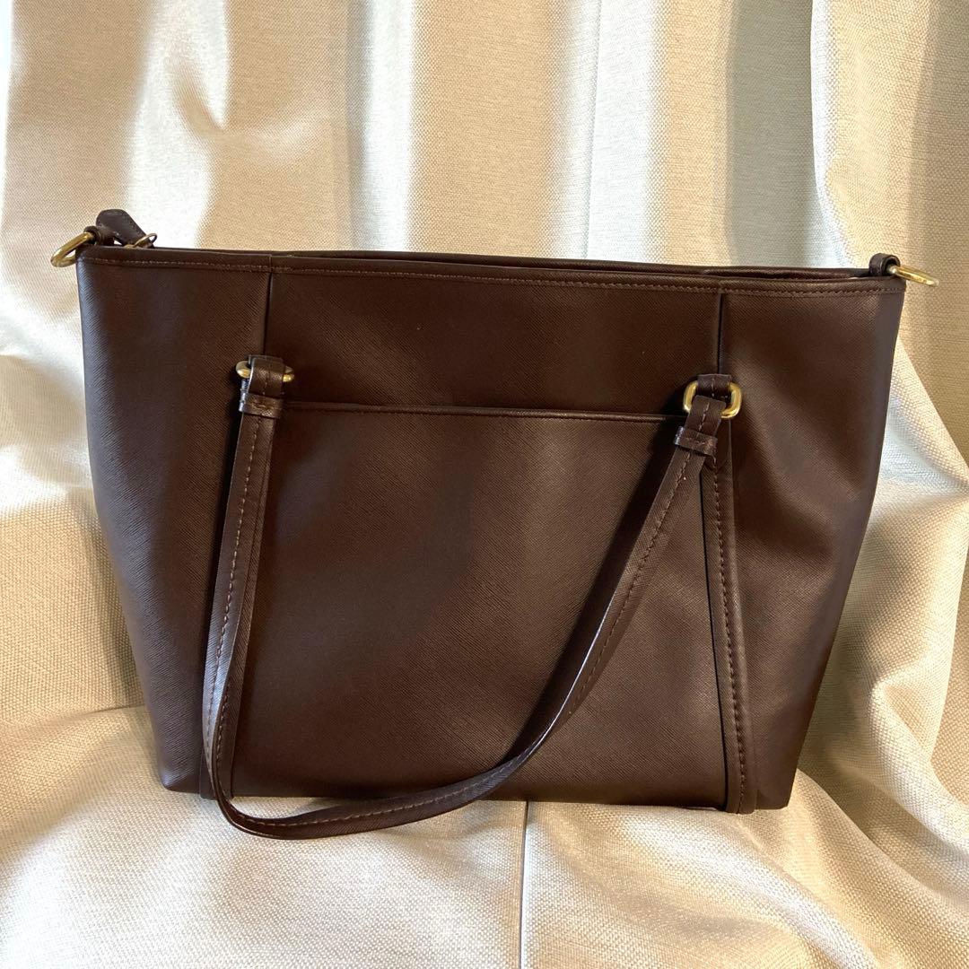 美品【coach】レザートートバッグ　ダークブラウン