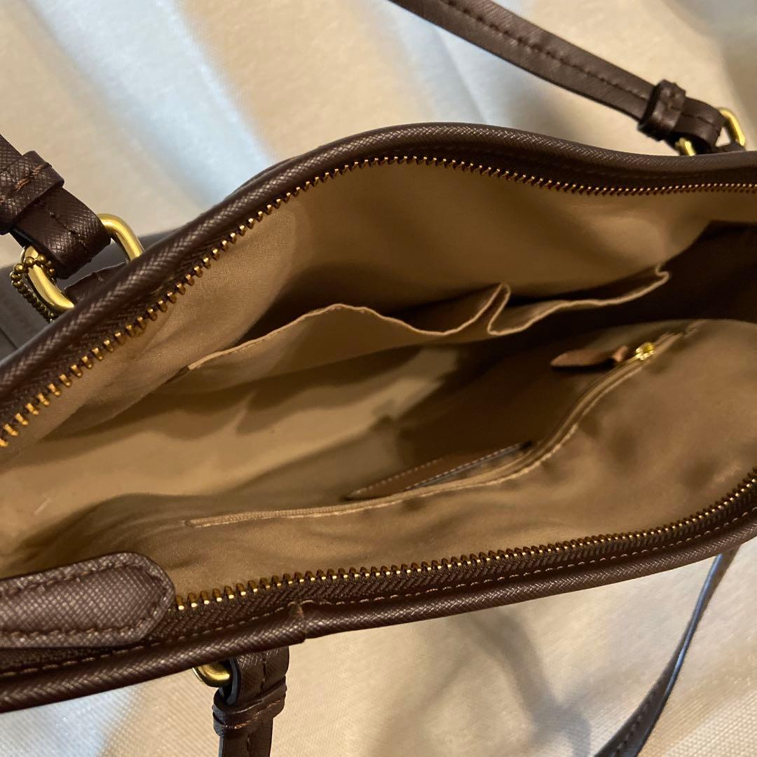 美品【coach】レザートートバッグ　ダークブラウン
