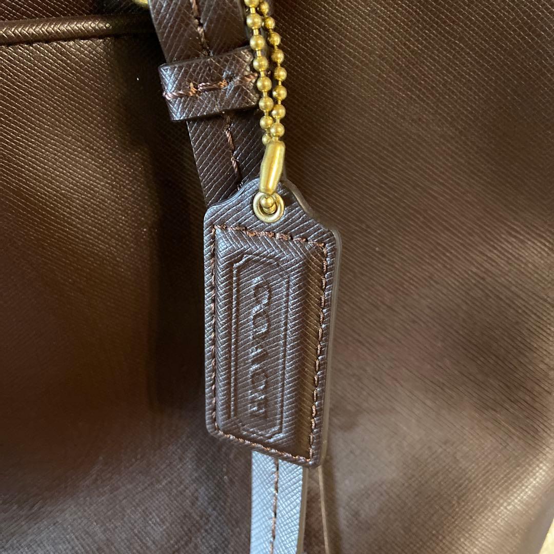 美品【coach】レザートートバッグ　ダークブラウン