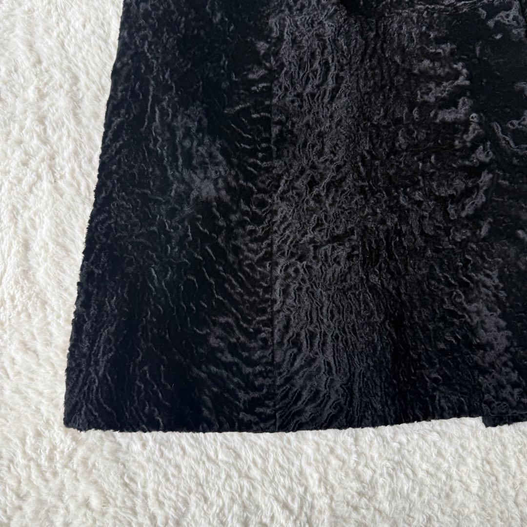 palody アストラカン ロングコート ミンクファー 13 ブラック アウター