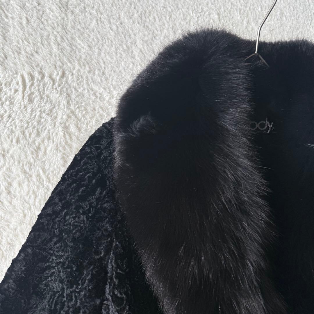 palody アストラカン ロングコート ミンクファー 13 ブラック アウター