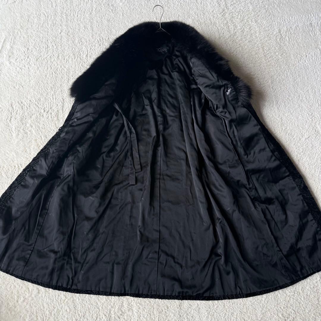 palody アストラカン ロングコート ミンクファー 13 ブラック アウター