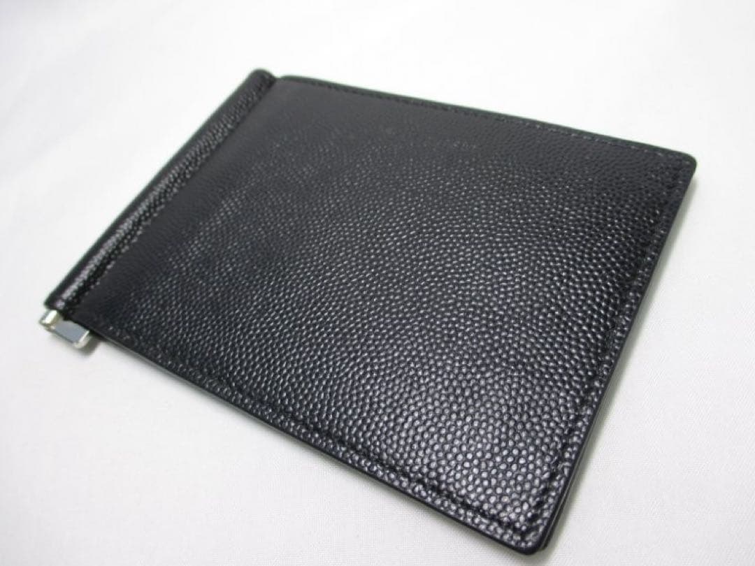 美品 サンローラン 二つ折りマネークリップ 札入れ マネークリップ 黒 革 中古
