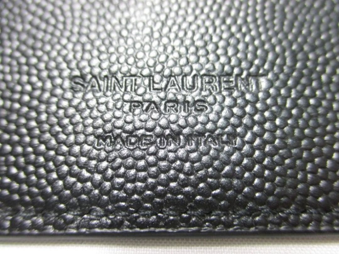 美品 サンローラン 二つ折りマネークリップ 札入れ マネークリップ 黒 革 中古