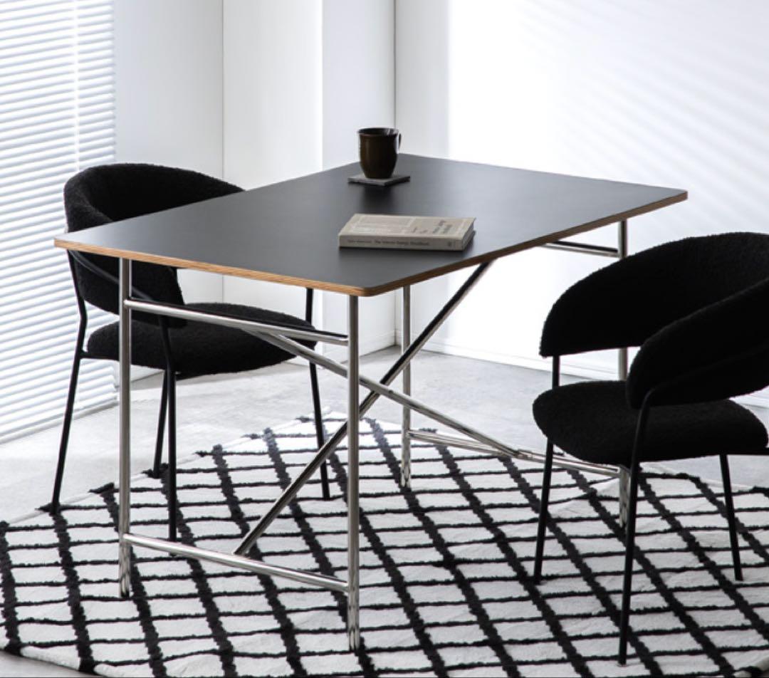 【新品・未開封】Eiermannテーブル風 デスク　ブラック天板／クローム脚