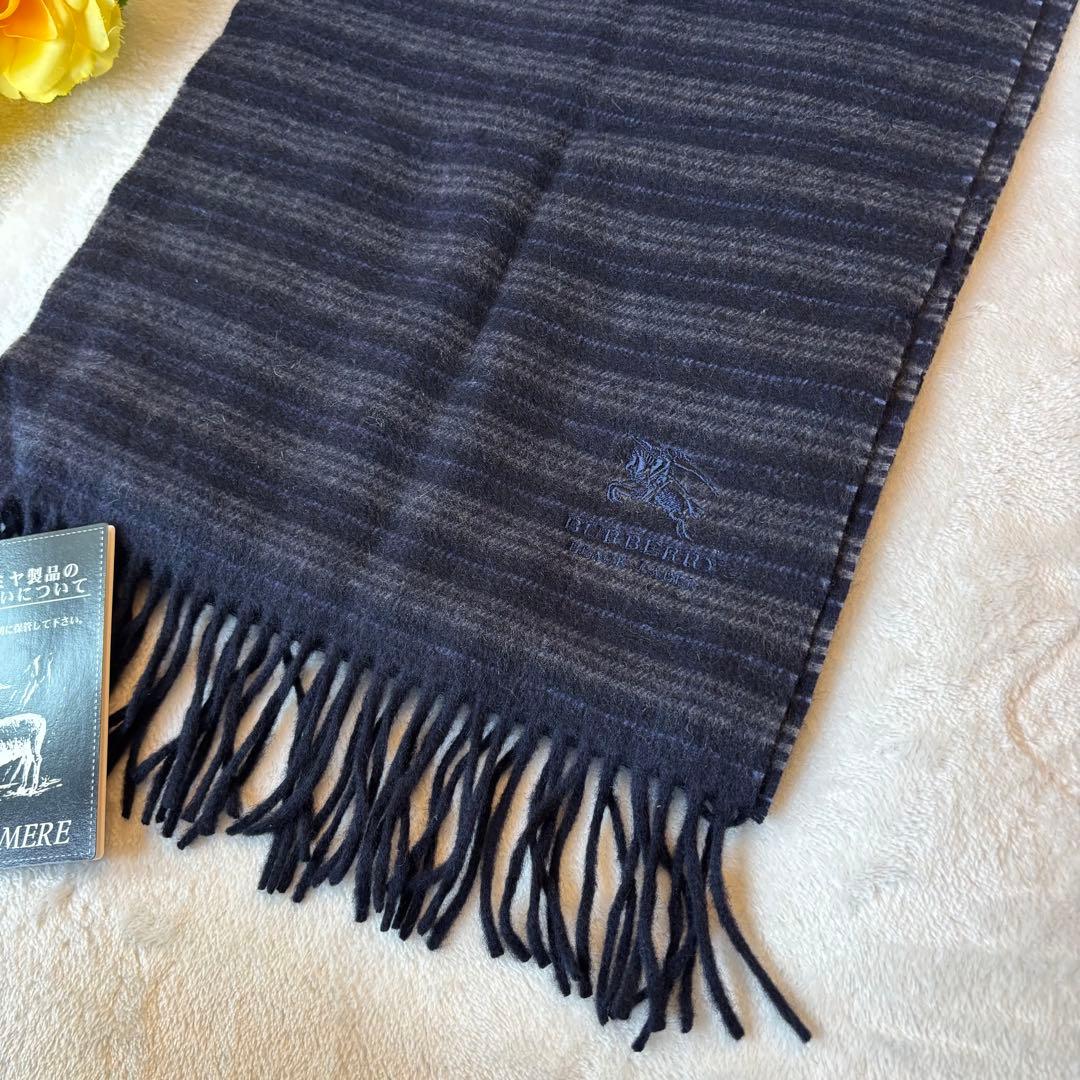 未使用✨Burberry ブラックレーベル　カシミヤ　マフラー　フリンジ　長め