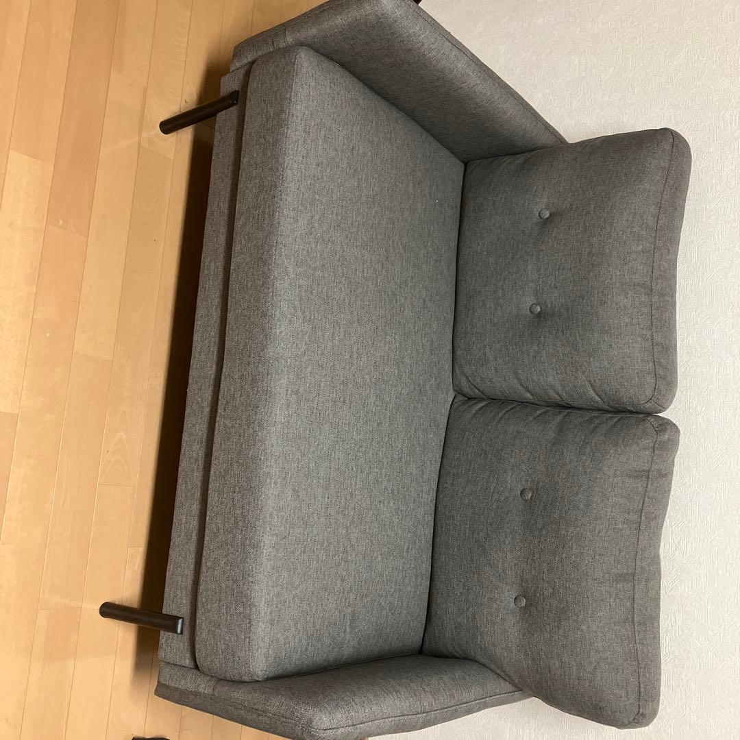 グレー ファブリックソファ 2人掛け