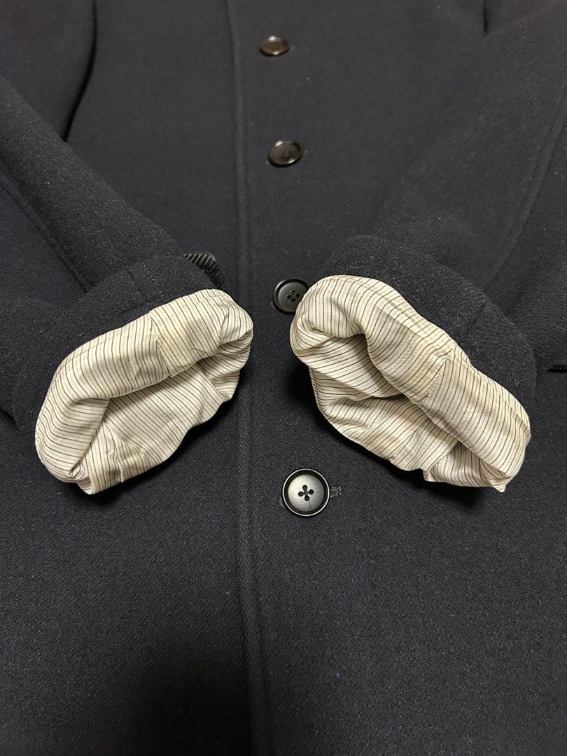 【美品】SHIPS super140s Pコート ウール100% ネイビー　M