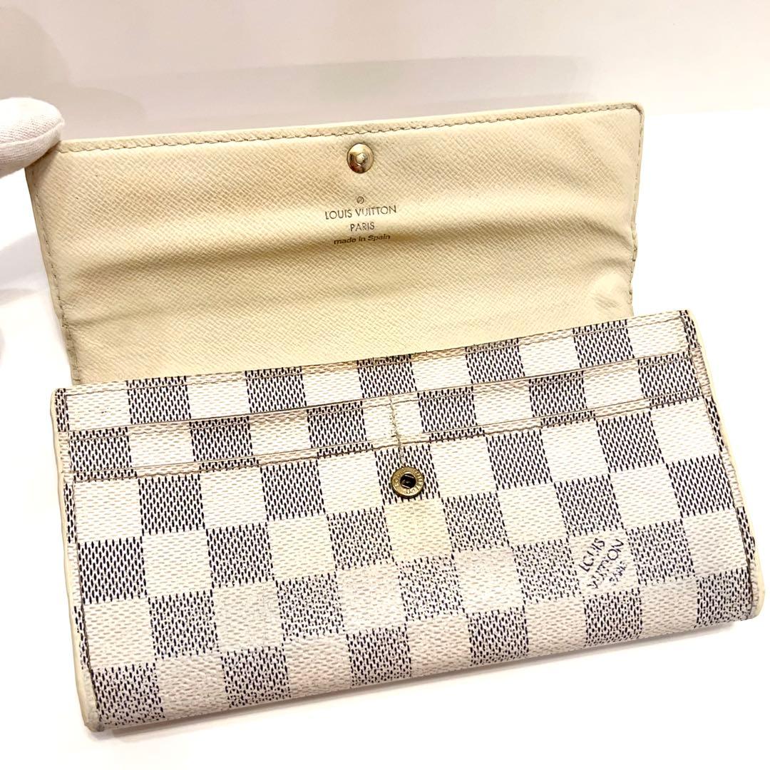 ルイヴィトン ダミエ アズール ポルトフォイユ サラ 長財布 白 N61735