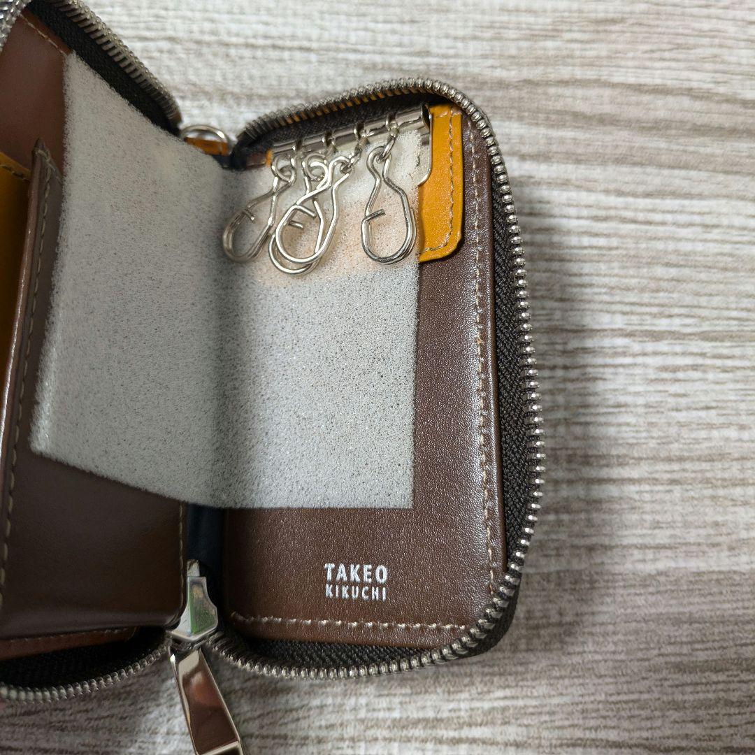 TAKEO KIKUCHI オレンジ レザー キーケース